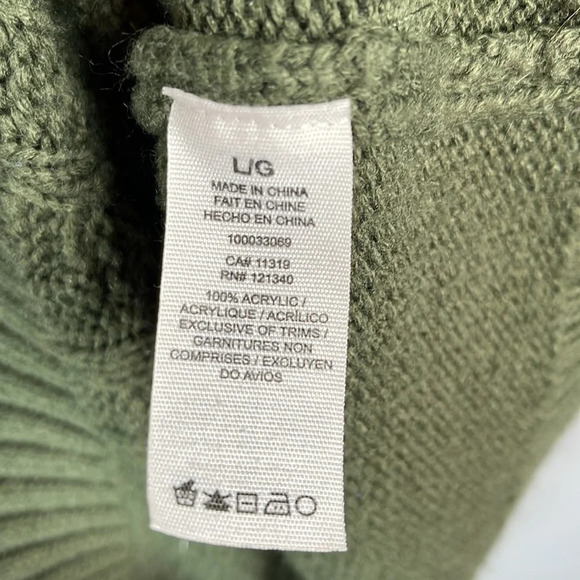 GARAGE Cable Knit Tunic Sweater Olive Green Long  Sleeve Round Neck Size Large - Picture 8 of 10